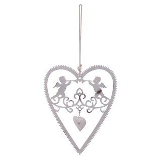 Anhänger Herz Metall weiß shabby
