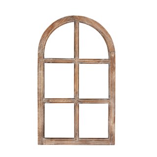 Nostalgie Holz Deko Fenster braun gewischt halbrund 42 x 2 x 70 cm
