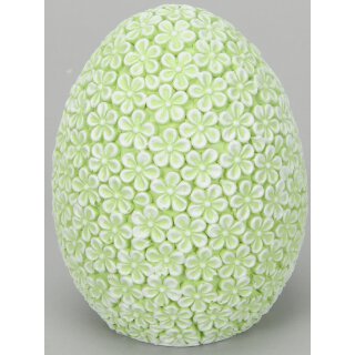frühlingshaftes Oster-Ei Deko-Ei Blumenrelief hellgrün-weiß Preis für 4 Stück