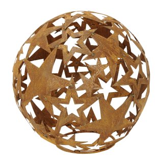 dekorative Stern-Kugel Deko-Kugel Garten-Kugel Metall rostig dm= 25 cm