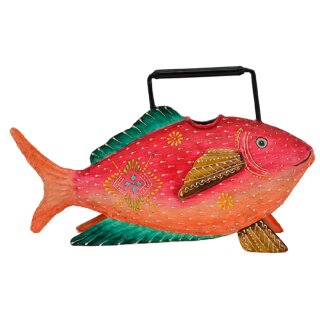 dekorative Gießkanne Fisch Metall handbemalt
