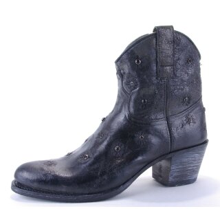Damen Cowboy Stiefel SENDRA schwarz Vintage mit schwarzen Straßsteinen 41