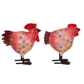 Hahn und Huhn gepunktet ca. 16 cm hoch Preis für 2 Stück pink