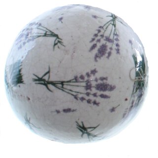 dekorative Deko-Kugel Keramik-Kugel Motiv Lavendel für innen und außen