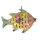 Metallfigur Fisch als Windlicht zum hängen und stellen in 6 möglichen Farben beige-bunt
