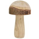 dekorativer klassischer Holzpilz Deko-Pilz aus Naturholz mit Rinde in 4 möglichen Größen