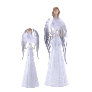 dekorativer stimmungsvoller Deko-Engel Metall-Engel weiß-silber in 2 möglichen Größen