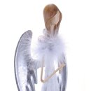 dekorativer stimmungsvoller Deko-Engel Metall-Engel weiß-silber in groß