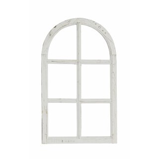 Nostalgie Holz Deko Fenster groß shabby Vintage weiß gewischt halbrund ca. 60 x 2 x 100 cm hoch