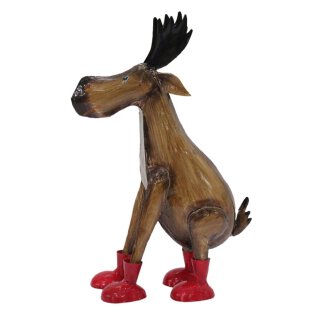 lustiger Deko-Elch Weihnachts-Elch mit roten Stiefeln mittel
