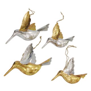dekorativer Deko-Anhänger Colibri in silber und gold und 2 Größen Preis für 4-er Set