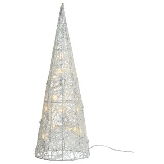 dekorative LED-Leuchtpyramide weiß mit Glitzer 32 Lichter warmes Weiß für Innenraum  ca. 60 cm hoch