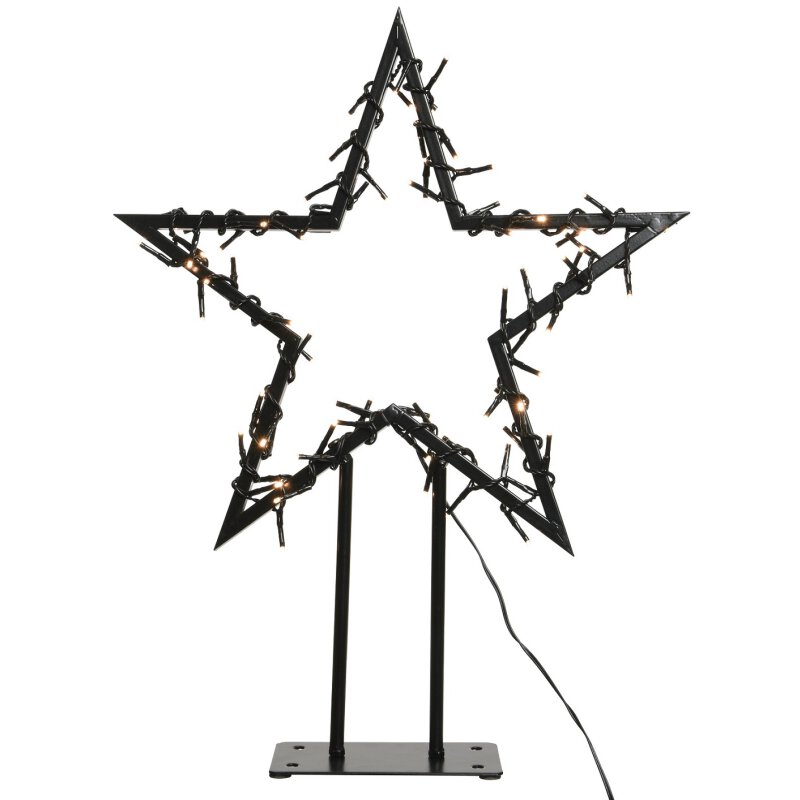 LED Lichterbaum mit Sternspitze - 8 Stränge - 200 warmweiße LED - H: 1,5m -  für Außen - schwarz