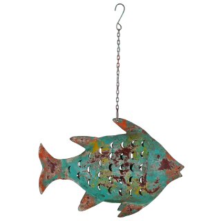 Metallfigur Fisch als Windlicht zum hängen und stellen( ganz groß)