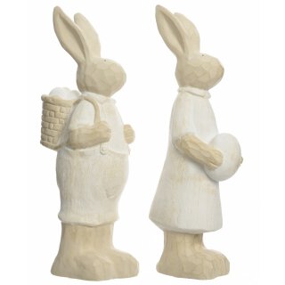 frühlingshafter Deko-Hase Osterhase als Hasen-Paar aus Keramik cremefarbig Preis für 2-er Set