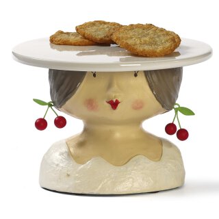 Ladykopf Dame mit Kirschohrringen als Kuchenplatte
