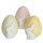 dekoratives frühlingshaftes Deko-Ei Osterei Keramik in rosa/gelb/grün mit Punkten und weißem Osterhasen