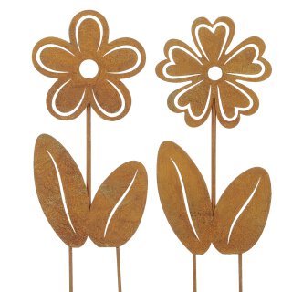 dekorative Gartenstecker Beetstecker Blume als Silhouette Metall edelrost Preis für 2 Stück