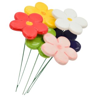 Mini Blütenstick flache Blüte 6 Farben sortiert 24 Stück