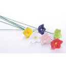 dekorative fr&ouml;hlich bunte Mini-Bl&uuml;tenpicks Mini Blumen-Stecker kleiner Bl&uuml;tenkelch in 6 Farben sortiert
