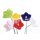 dekorative fr&ouml;hlich bunte Mini-Bl&uuml;tenpicks Mini Blumen-Stecker kleiner Bl&uuml;tenkelch in 6 Farben sortiert