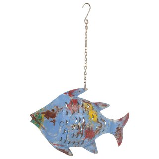 dekorative ausgefallene Metallfigur als Fisch als Windlicht zum hängen und stellen