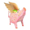 dekorative witzige Spardose Sparbüchse rosa Schweinchen mit goldenen Flügeln