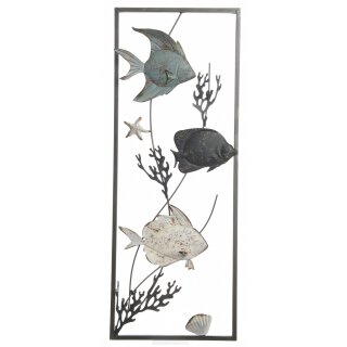 dekoratives Wanddeko Objekt aus Metall Motiv Fische