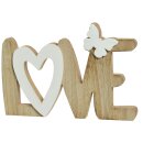 dekorativer Schriftzug Love mit Schmetterling Holz in 2 möglichen Farben