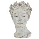 dekorative Frauenkopf-Büste Keramik zum bepflanzen cremeweiß patiniert in 2 mögliche Größen