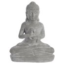 dekorative Buddha Figur sitzend Keramik grau patiniert