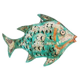 Metallfigur Fisch als Windlicht zum Hängen