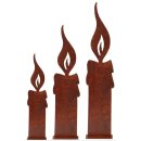 dekorative weihnachtliche Silhouette Kerze Metall edelrostig zum Stellen in 3 möglichen Größen