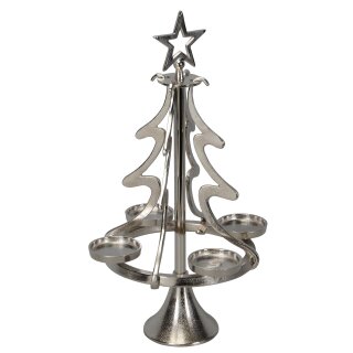 stimmungsvoller Adventkranz Adventbaum Teelichthalter Baum Aluminium silberfarbig in mittel