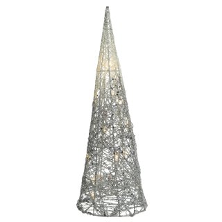 dekorative LED- Leuchtpyramide nur für innen mit Silber- Glitzer ca. 90 cm hoch