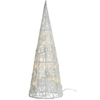 dekorative LED- Leuchtpyramide nur für innen mit silbernem Glitzer in mittel ca. 60 cm hoch