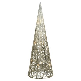 dekorative LED- Leuchtpyramide nur für innen mit dezentem Gold- Glitzer ca. 40 cm hoch