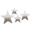 dekorative weihnachtliche Stern-Anhänger weiß-gold im 4-er Set ca. 40/30/25/20 cm in 2 möglichen Ausführungen