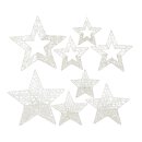 dekorative weihnachtliche Stern-Anhänger weiß-glimmer im 4-er Set ca. 40/30/25/20 cm in 2 möglichen Ausführungen