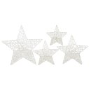 dekorative weihnachtliche Stern-Anhänger weiß-glimmer im 4-er Set ca. 40/30/25/20 cm in 2 möglichen Ausführungen