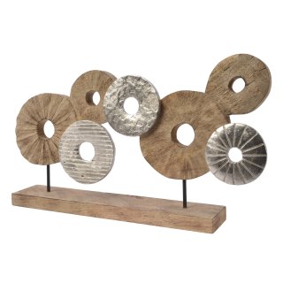 dekoratives Deko-Objekt Kreise aus Mangoholz und Aluminium