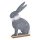 frühlingshafter putziger Deko-Hase Osterhase als Silhouette aus grauem Filz mit Plüschhalsband