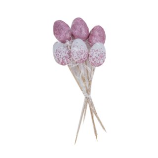 fröhlich glitzernde wetterfeste Kunststoff-Dekoeier als Oster-Stecker Garten-Stecker Blumen-Stecker in rosa