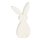 frühlingshafter putziger Deko-Hase Osterhase als Silhouette weiß mit weißem Glimmer