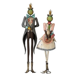 dekorative originelle Froschfiguren als Froschpaar Metall bemalt Preis für 1 Stück