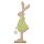 putziger großer XL Osterhase als Silhouette aus Holz braun-hellgrün Hasenmädchen