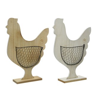 frühlingshaftes dekoratives Deko-Huhn Osterhuhn als Silhouette aus Holz mit Eierkorb Preis für 1 Stück