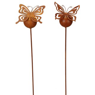 dekorativer Gartenstecker Schmetterling auf Kugel Preis für 2 Stück