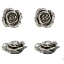 dekorative Blüte Rosenblüte silber glänzend antik als Tischdeko in 3 möglichen Größen