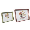 dekoratives Tablett rechteckig mit dekorativem floralem Print und V&ouml;gelchen in 2 verschiedenen Gr&ouml;&szlig;en